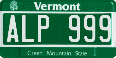VT license plate ALP999