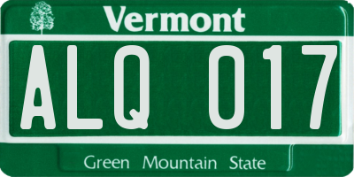 VT license plate ALQ017