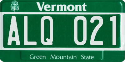 VT license plate ALQ021