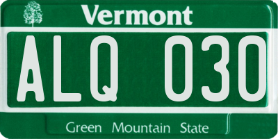 VT license plate ALQ030