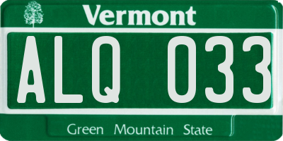 VT license plate ALQ033