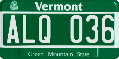 VT license plate ALQ036