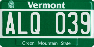 VT license plate ALQ039