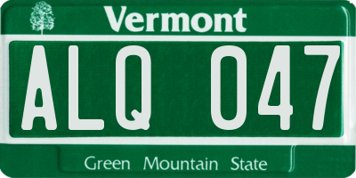 VT license plate ALQ047
