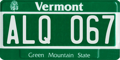 VT license plate ALQ067