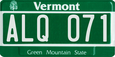 VT license plate ALQ071