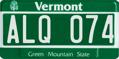 VT license plate ALQ074
