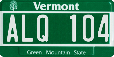 VT license plate ALQ104