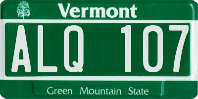 VT license plate ALQ107
