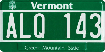 VT license plate ALQ143