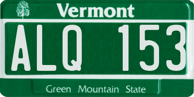 VT license plate ALQ153