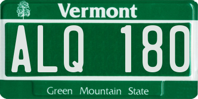 VT license plate ALQ180