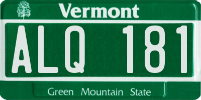 VT license plate ALQ181