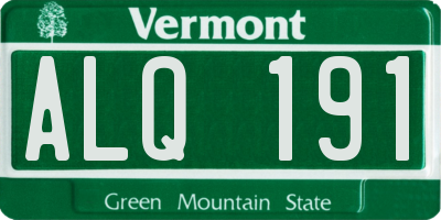 VT license plate ALQ191