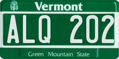 VT license plate ALQ202