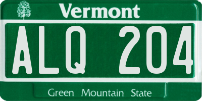 VT license plate ALQ204