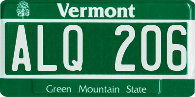 VT license plate ALQ206
