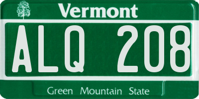 VT license plate ALQ208
