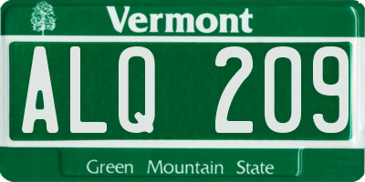 VT license plate ALQ209