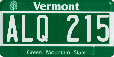 VT license plate ALQ215