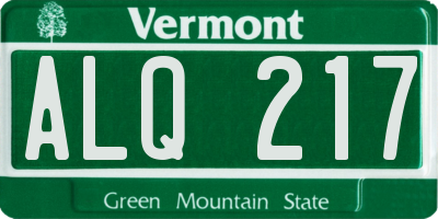 VT license plate ALQ217