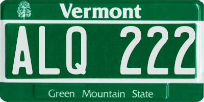 VT license plate ALQ222