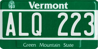 VT license plate ALQ223