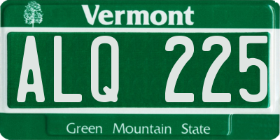 VT license plate ALQ225