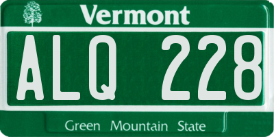 VT license plate ALQ228