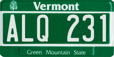 VT license plate ALQ231
