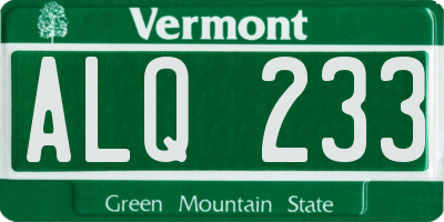 VT license plate ALQ233