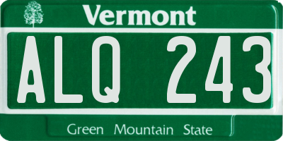 VT license plate ALQ243