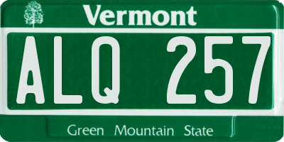 VT license plate ALQ257