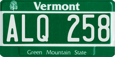 VT license plate ALQ258