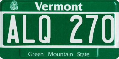 VT license plate ALQ270