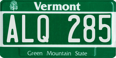 VT license plate ALQ285
