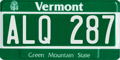 VT license plate ALQ287
