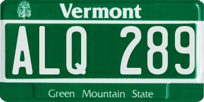 VT license plate ALQ289