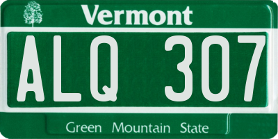 VT license plate ALQ307