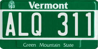 VT license plate ALQ311