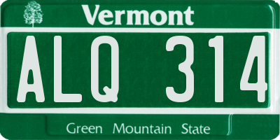 VT license plate ALQ314