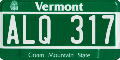 VT license plate ALQ317