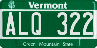 VT license plate ALQ322