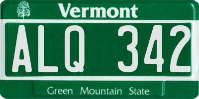 VT license plate ALQ342