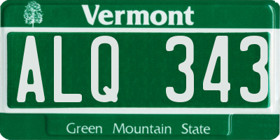 VT license plate ALQ343