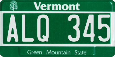 VT license plate ALQ345