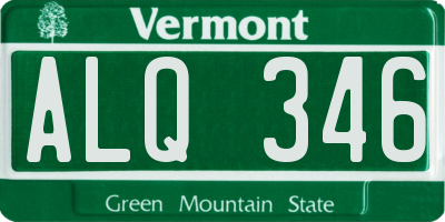 VT license plate ALQ346
