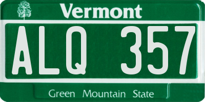 VT license plate ALQ357