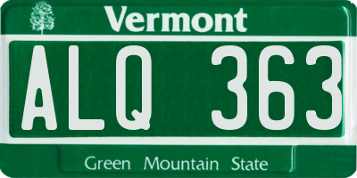 VT license plate ALQ363
