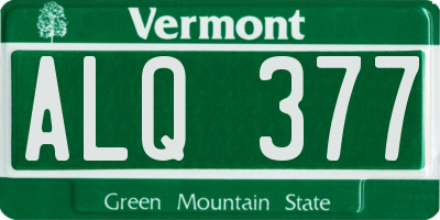 VT license plate ALQ377